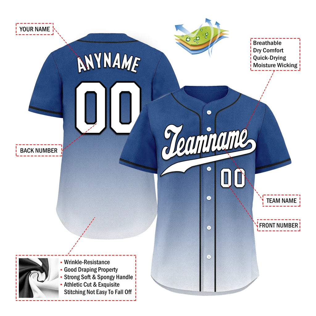 Custom Blue White Fade Fashion Personalized Authentic Baseball Jersey BSBJ01-D0a70db - Coolcustomize
