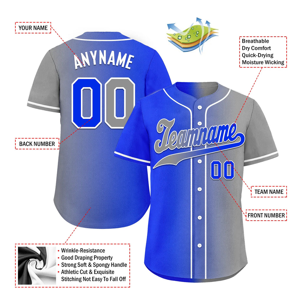 Custom Blue Grey Gradient Fashion Personalized Authentic Baseball Jersey BSBJ01-D0a709a - Coolcustomize