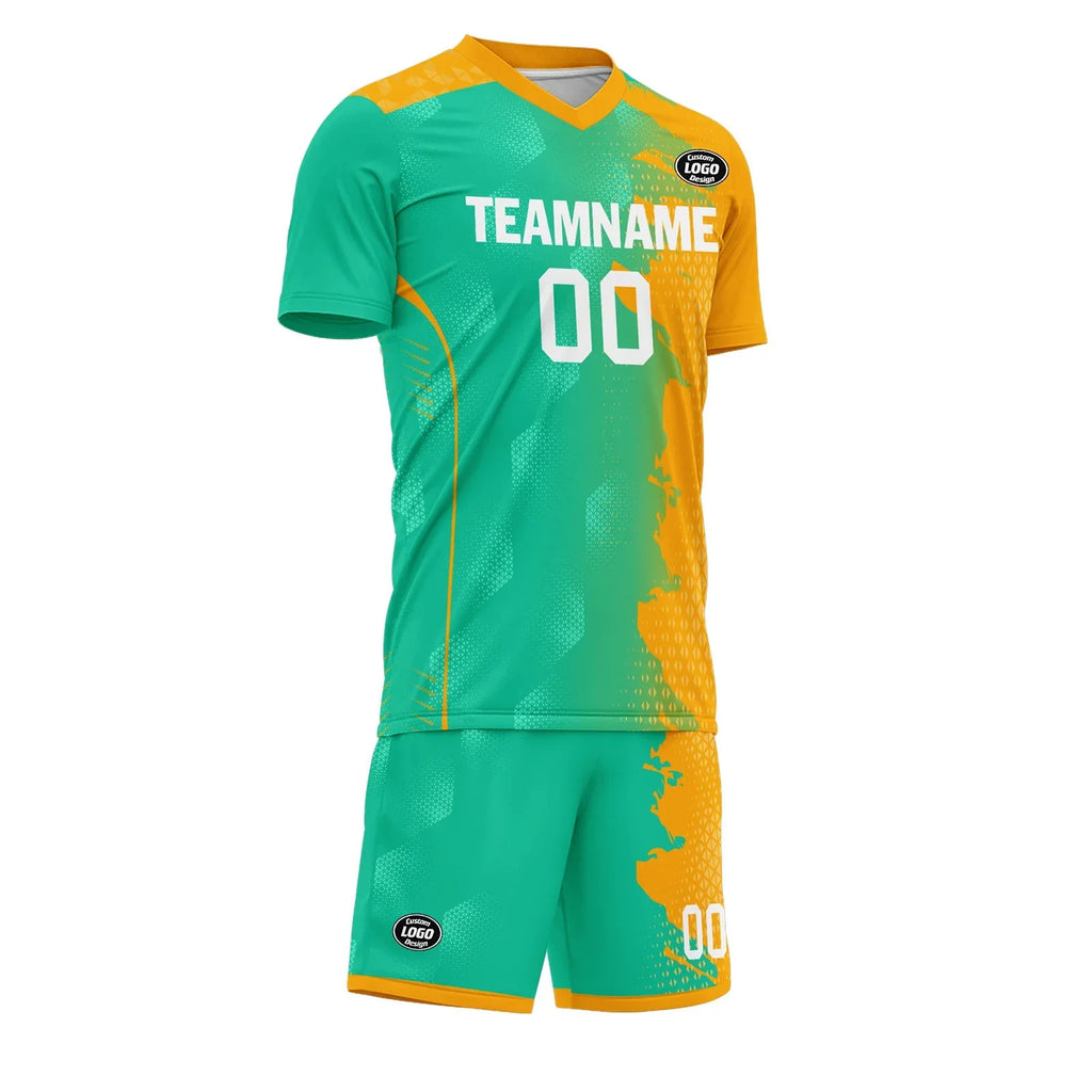 Custom Green Yellow Soccer Sets Jersey Personalized SCJ101-D020210-6 - Coolcustomize