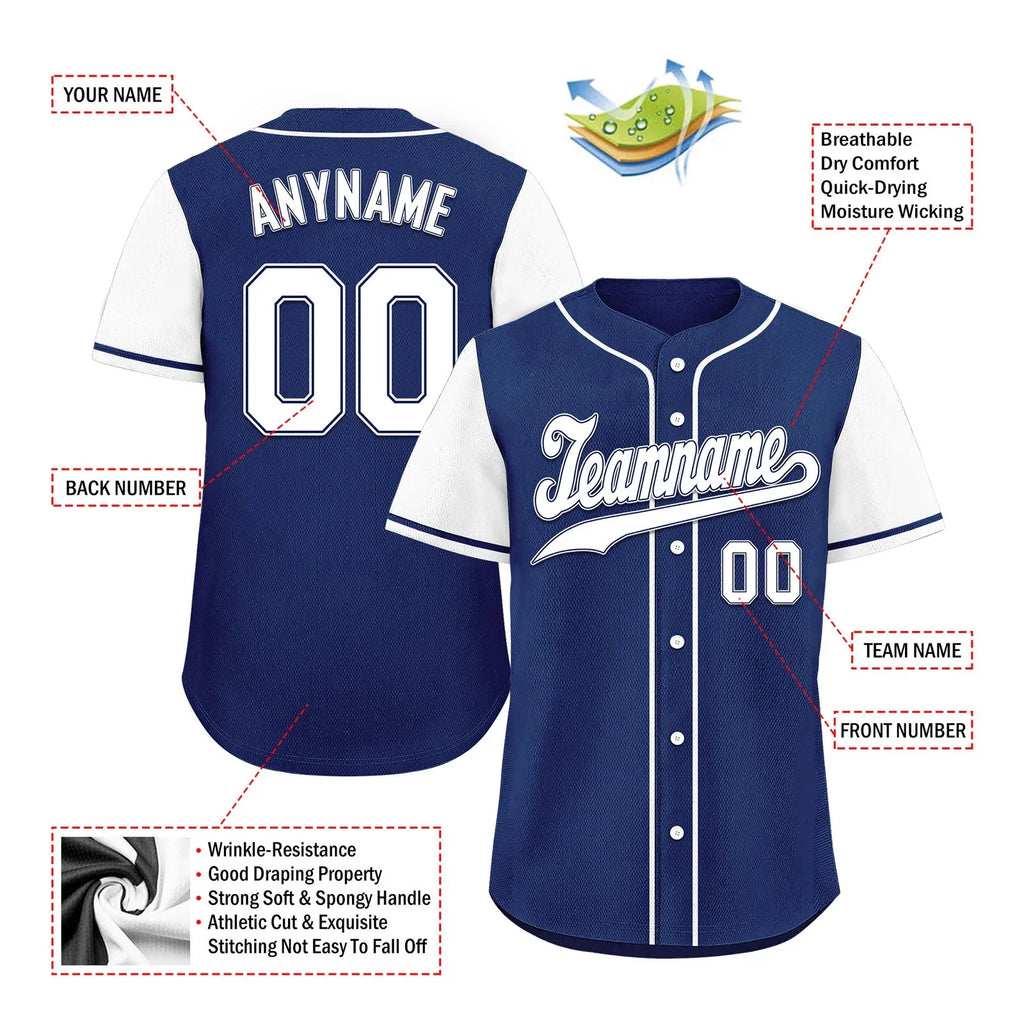 Custom Blue White Raglan Sleeves Personalized Authentic Baseball Jersey BSBJ01-D020200-6 - Coolcustomize