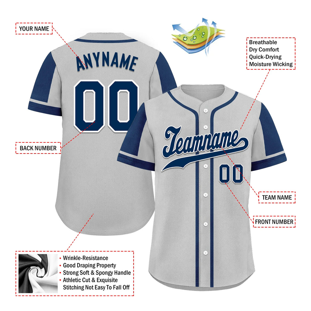 Custom Gray Blue Raglan Sleeves Personalized Authentic Baseball Jersey BSBJ01-D017178 - Coolcustomize