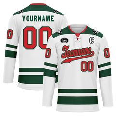 Custom White Green Personalized Hockey Jersey HCKJ01-D0a70c0