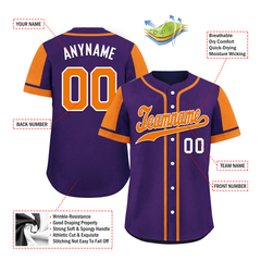 Custom Purple Orange Raglan Sleeves Personalized Authentic Baseball Jersey BSBJ01-D017184