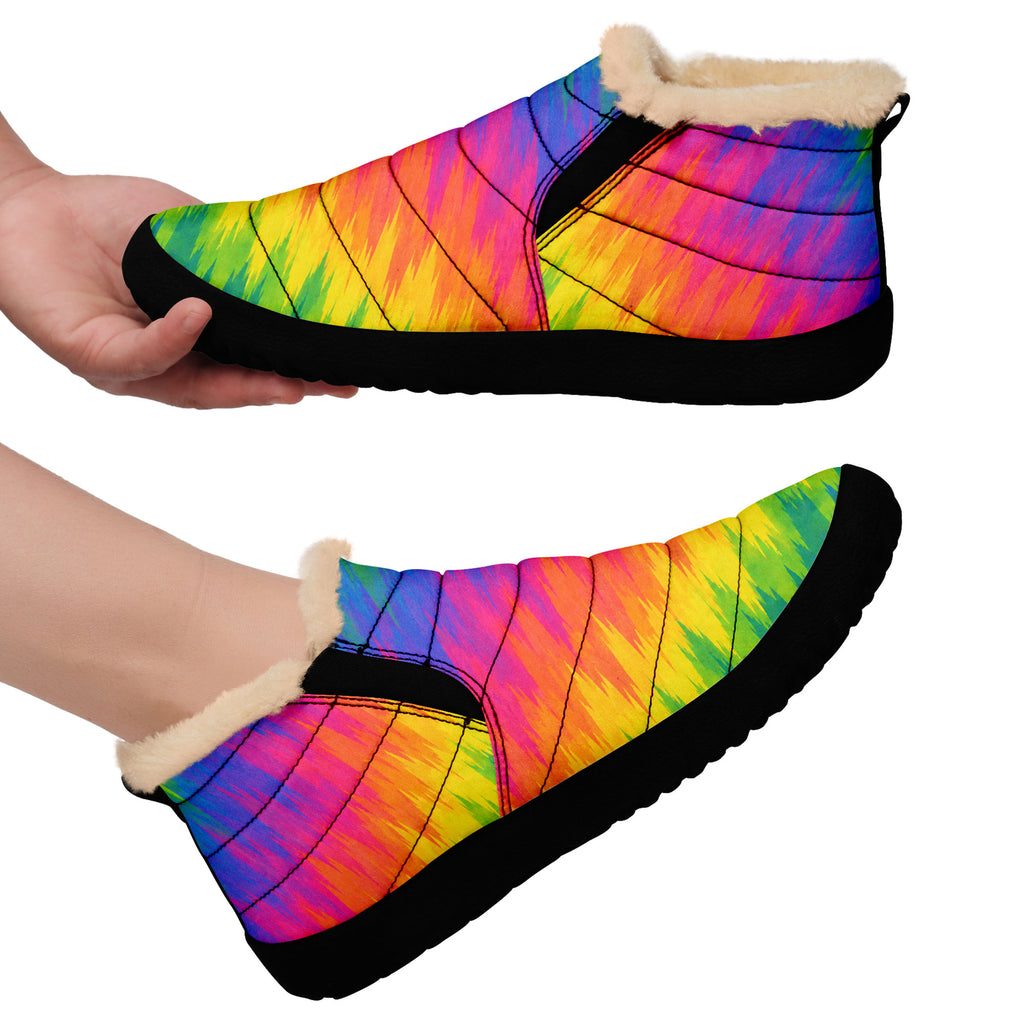 Personalized Colorful Winter Camp Slippers – Cozy Fleece Lined Ankle Snow Boots, Custom Gift for Her