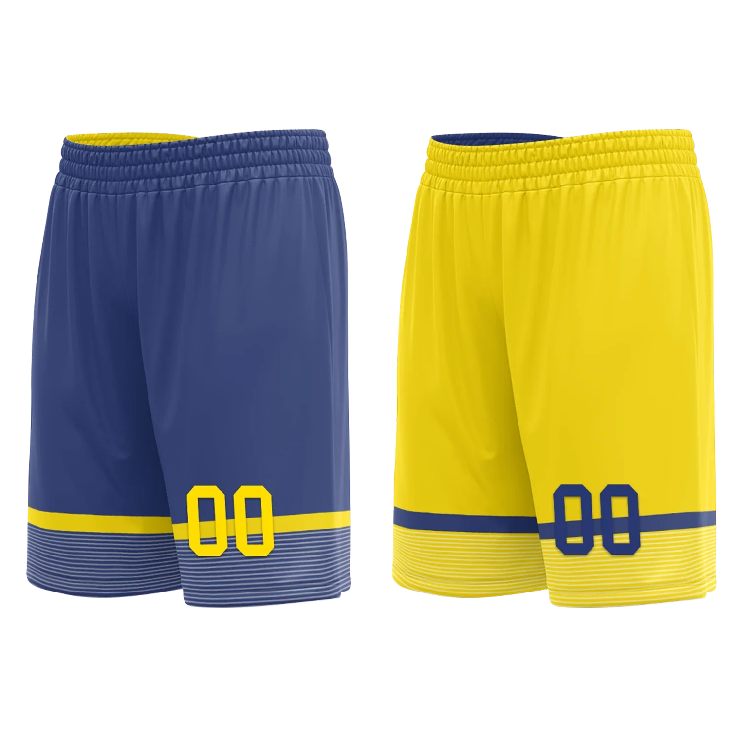 Custom Blue Yellow Classic Style Reversible Basketball Uniform Personalized COOLMAX BBJR-D017003 - Coolcustomize