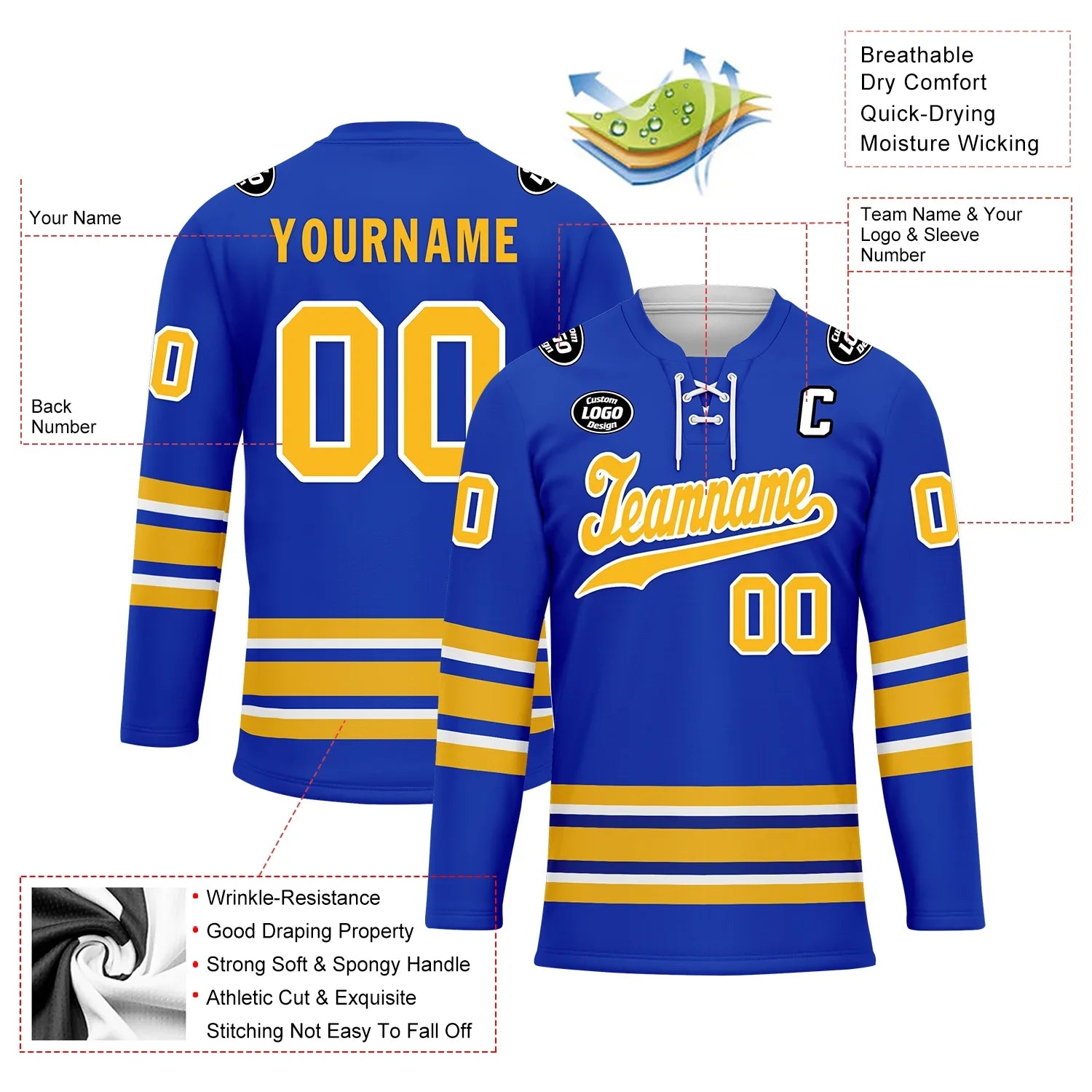 Custom Blue Yellow Personalized Hockey Jersey HCKJ01-D0a70aa - Coolcustomize
