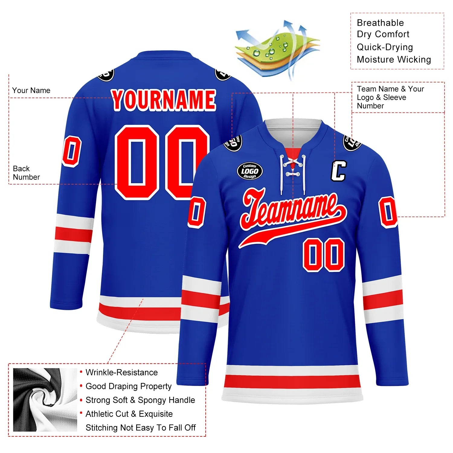 Custom Blue Red Personalized Hockey Jersey HCKJ01-D0a7007 - Coolcustomize