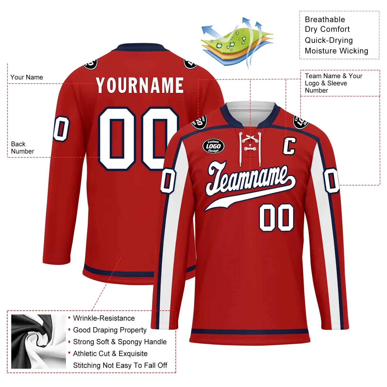 Custom Red Personalized Hockey Jersey HCKJ01-D0a70e9 - Coolcustomize