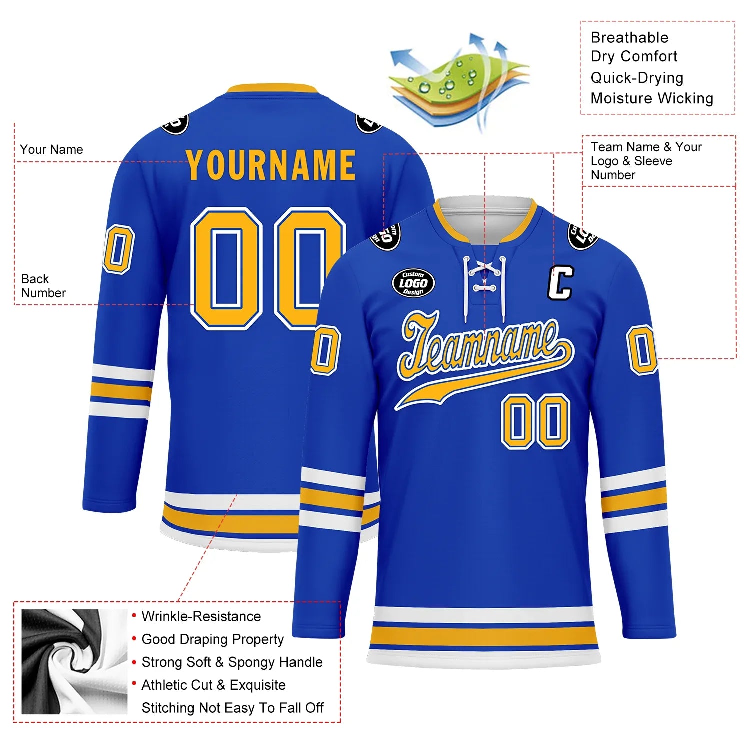 Custom Blue Yellow Personalized Hockey Jersey HCKJ01-D0a70cc - Coolcustomize