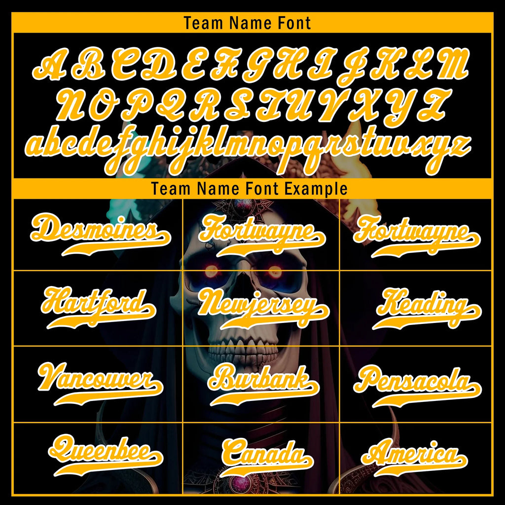Custom Black Yellow Skull Fashion Personalized Authentic Baseball Jersey BSBJ01-D017155 - Coolcustomize