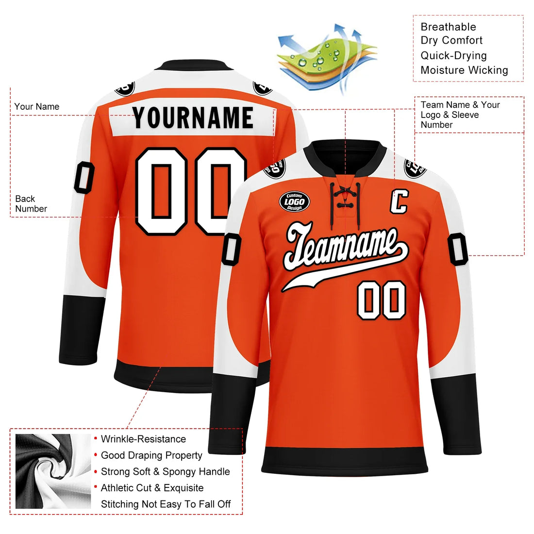 Custom Orange Personalized Hockey Jersey HCKJ01-D0a70ed
