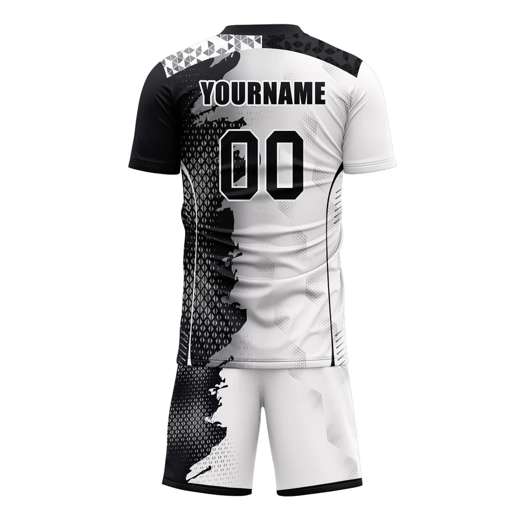 Custom Black White Soccer Sets Jersey Personalized SCJ101-D020210-2 - Coolcustomize