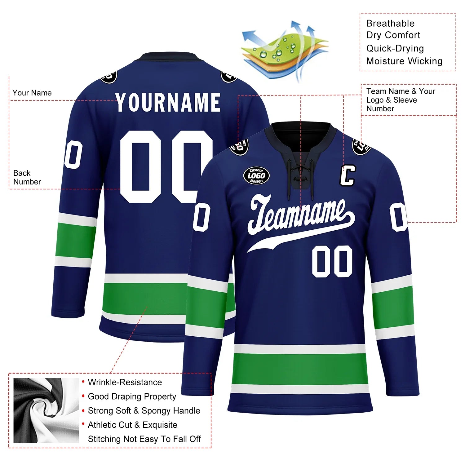 Custom Blue Green Personalized Hockey Jersey HCKJ01-D0a70dc - Coolcustomize