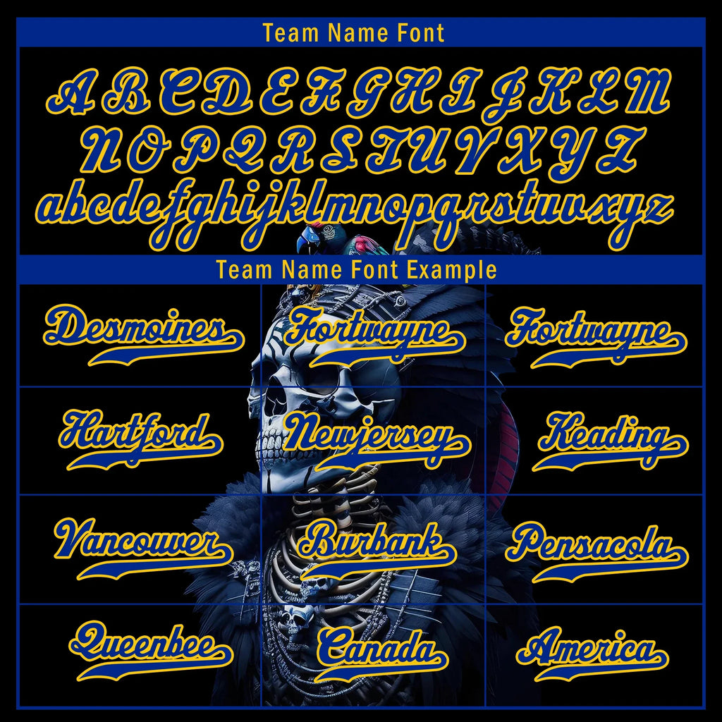 Custom Black Blue Skull Fashion Personalized Authentic Baseball Jersey BSBJ01-D017147 - Coolcustomize