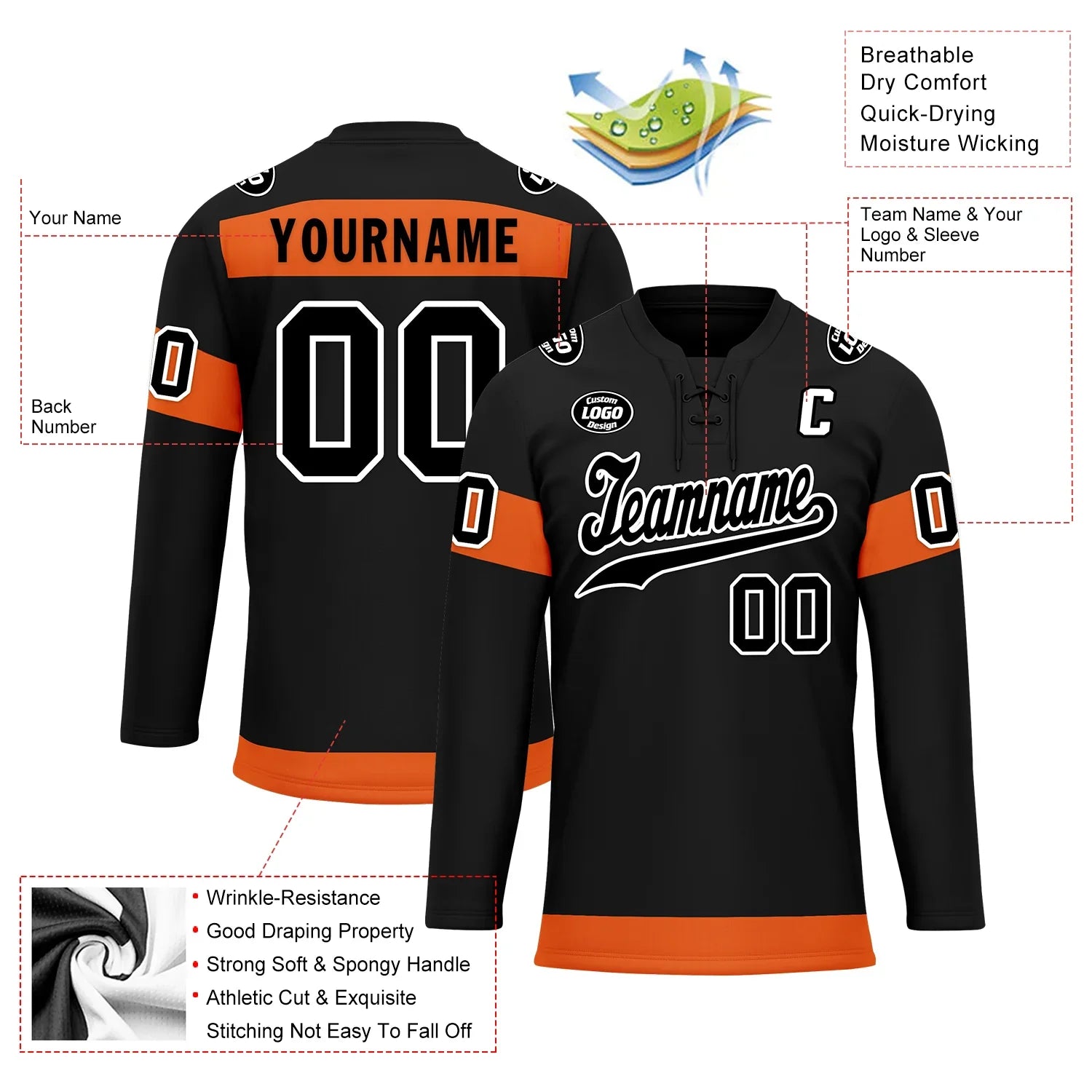 Custom Black Orange Personalized Hockey Jersey HCKJ01-D0a70ec - Coolcustomize