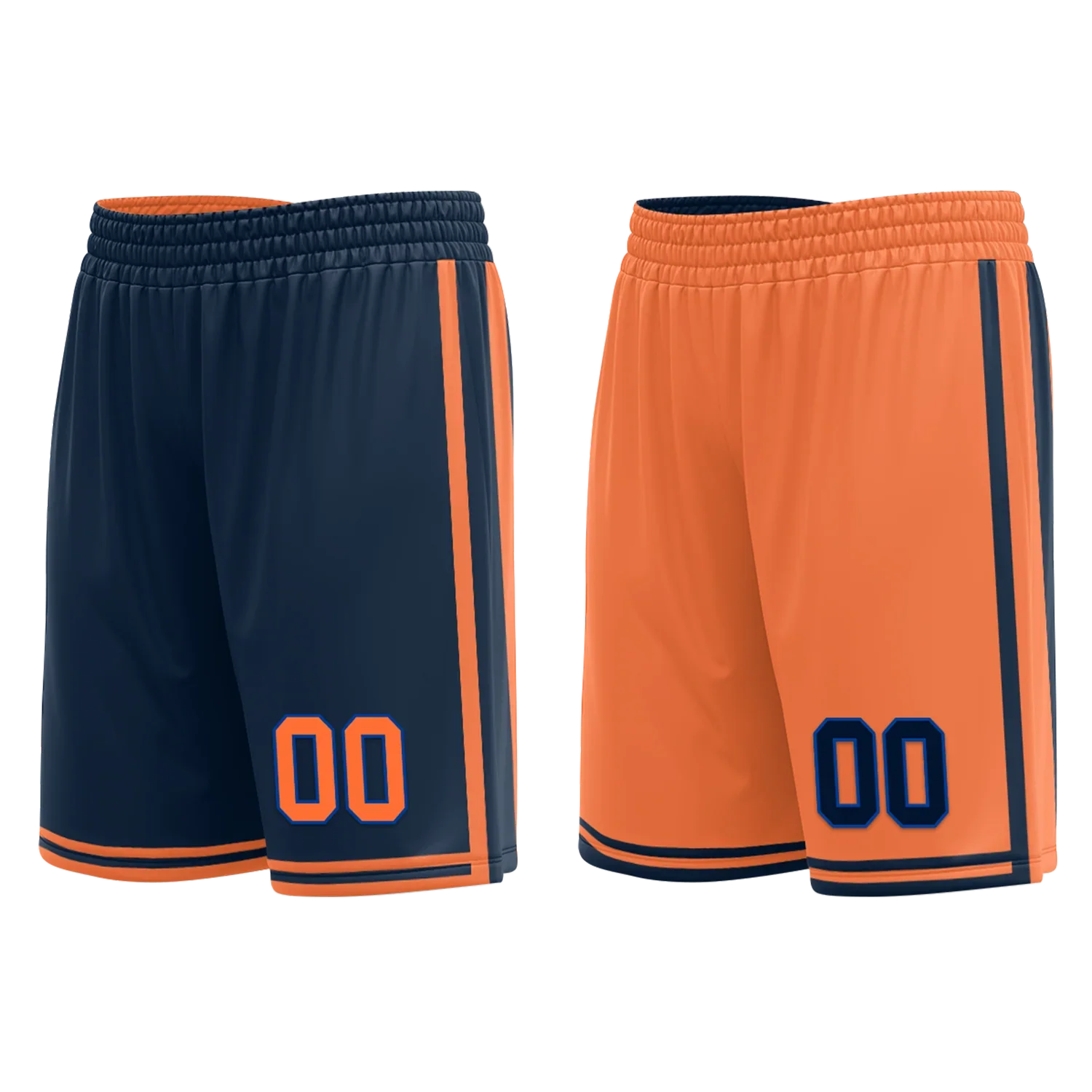 Custom Blue Orange Classic Style Reversible Basketball Uniform Personalized COOLMAX BBJR-D017015 - Coolcustomize
