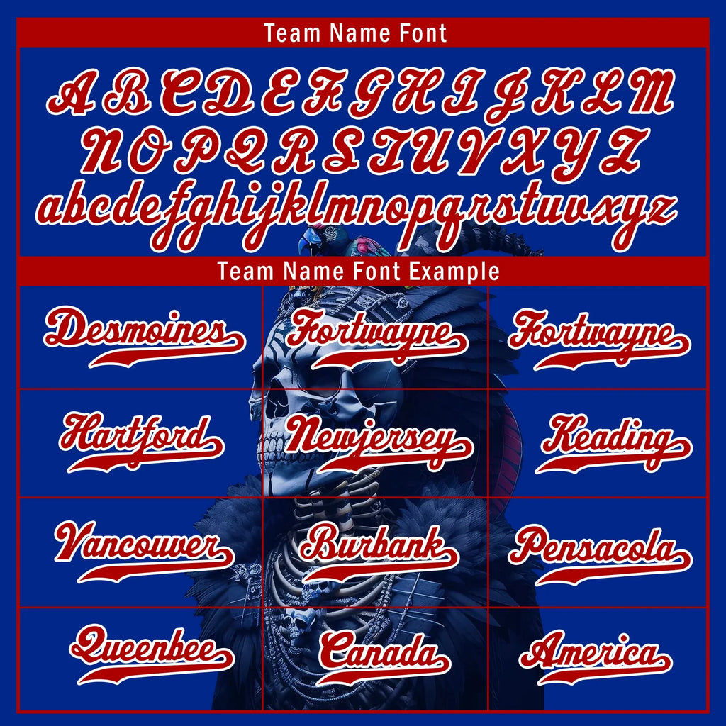 Custom Blue Red Skull Fashion Personalized Authentic Baseball Jersey BSBJ01-D017146 - Coolcustomize