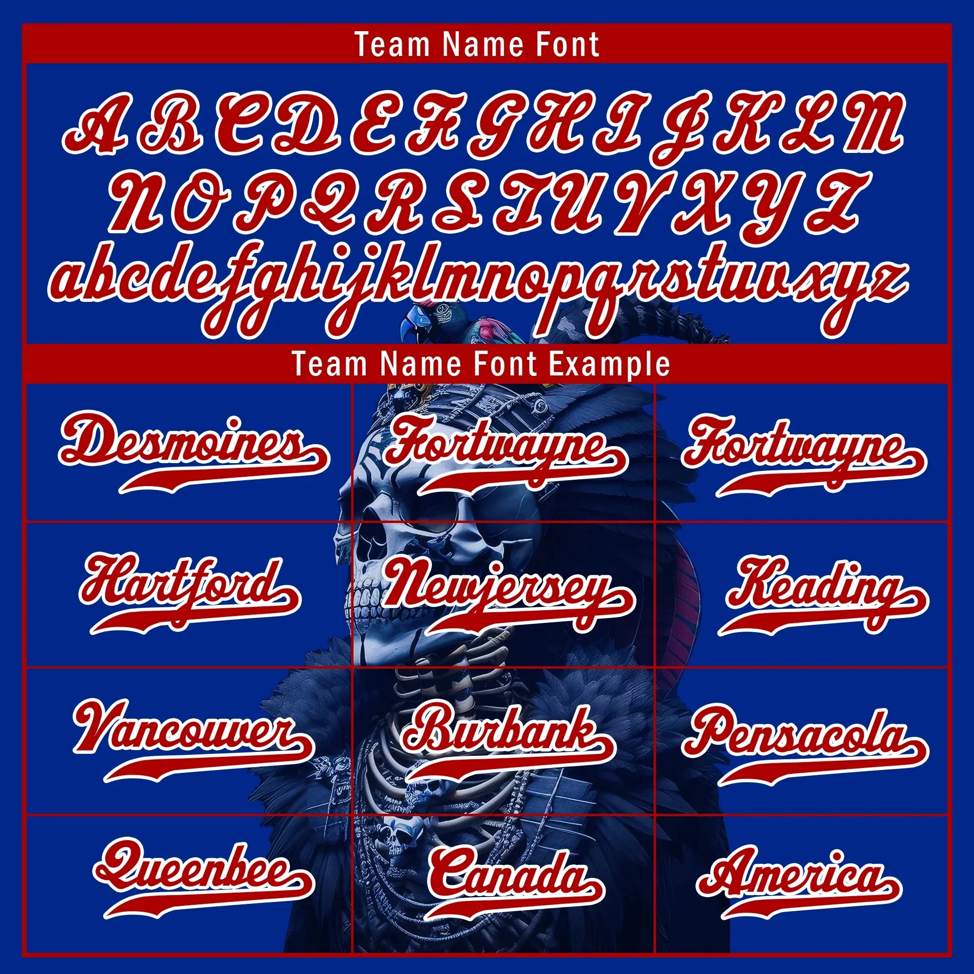 Custom Blue Red Skull Fashion Personalized Authentic Baseball Jersey BSBJ01-D017146 - Coolcustomize