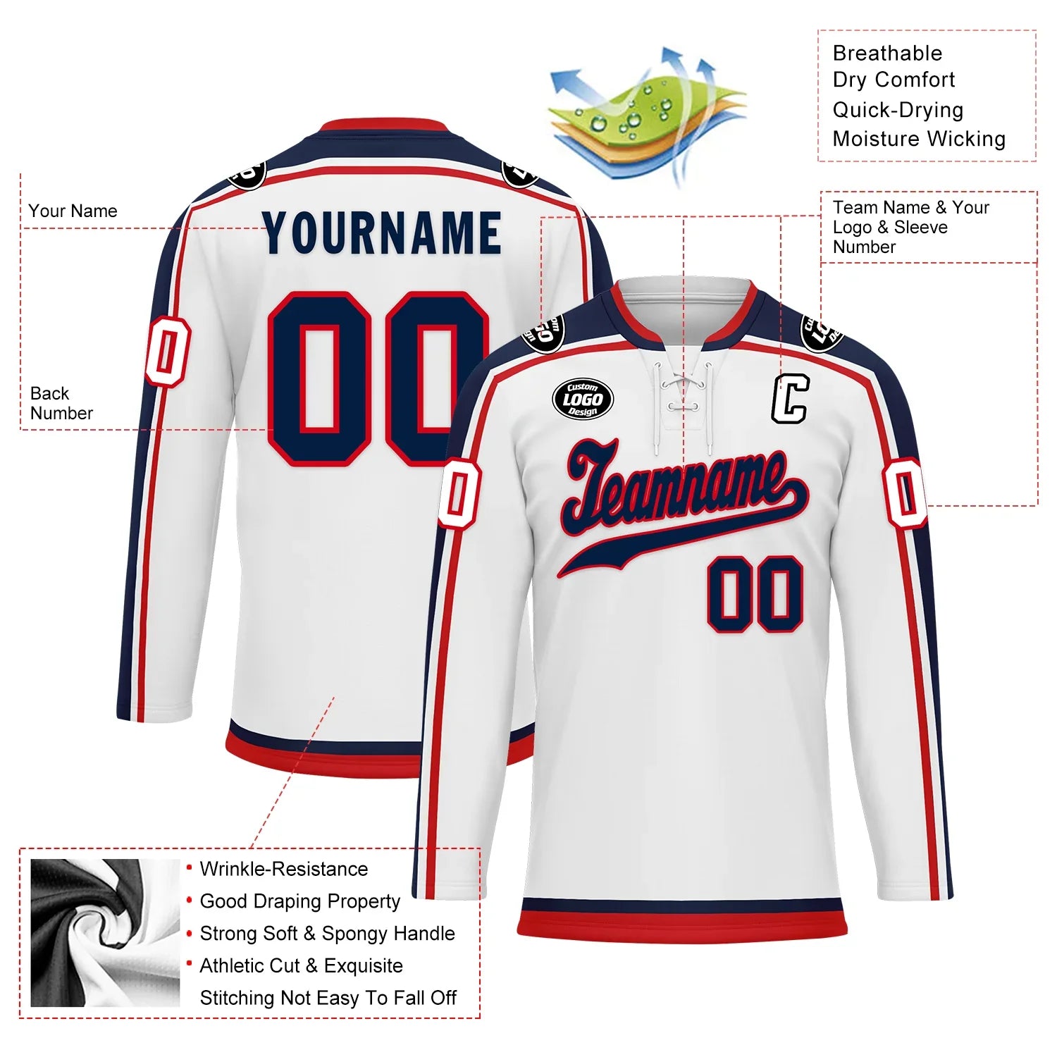 Custom White Personalized Hockey Jersey HCKJ01-D0a70fa - Coolcustomize