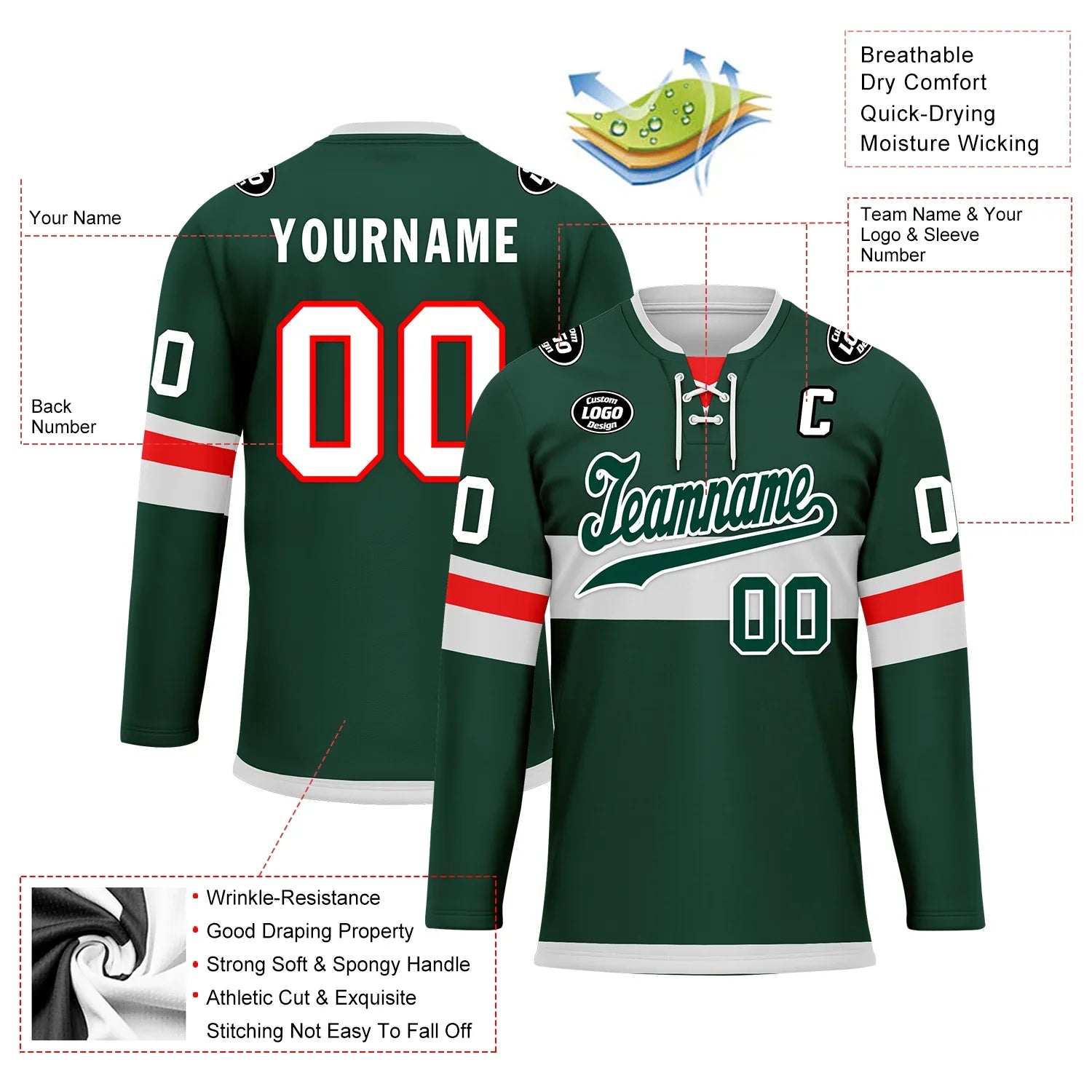 Custom Green Personalized Hockey Jersey HCKJ01-D0a70b9 - Coolcustomize