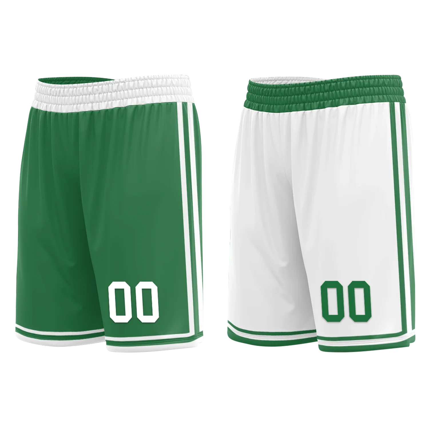 Custom Green White Classic Style Reversible Basketball Uniform Personalized COOLMAX BBJR-D017001 - Coolcustomize