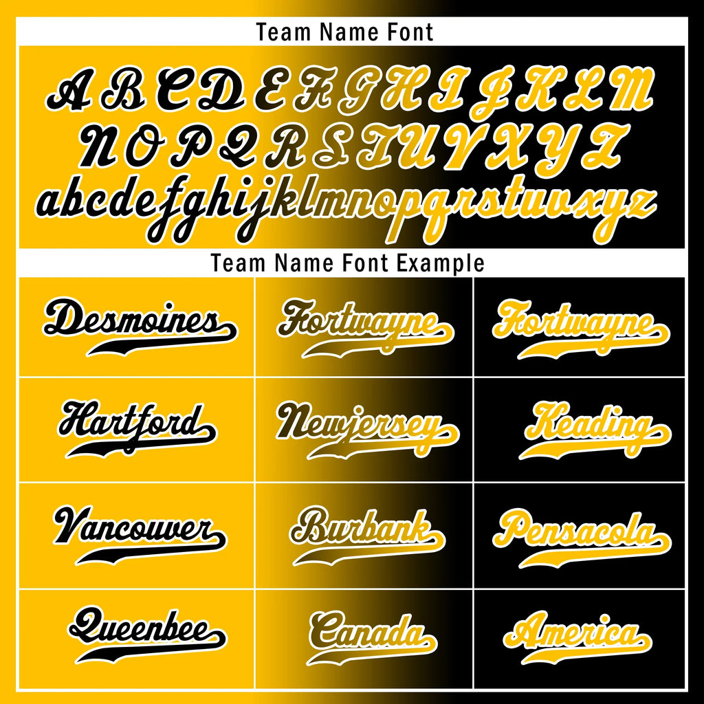 Custom Yellow Black Gradient Fashion Personalized Authentic Baseball Jersey BSBJ01-D0a7a00 - Coolcustomize