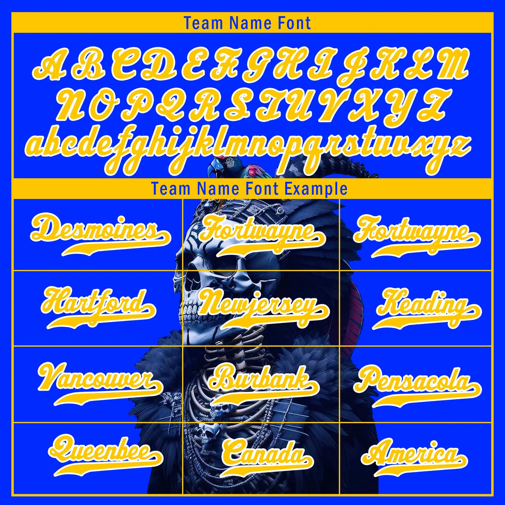 Custom Blue Yellow Skull Fashion Personalized Authentic Baseball Jersey BSBJ01-D017157 - Coolcustomize