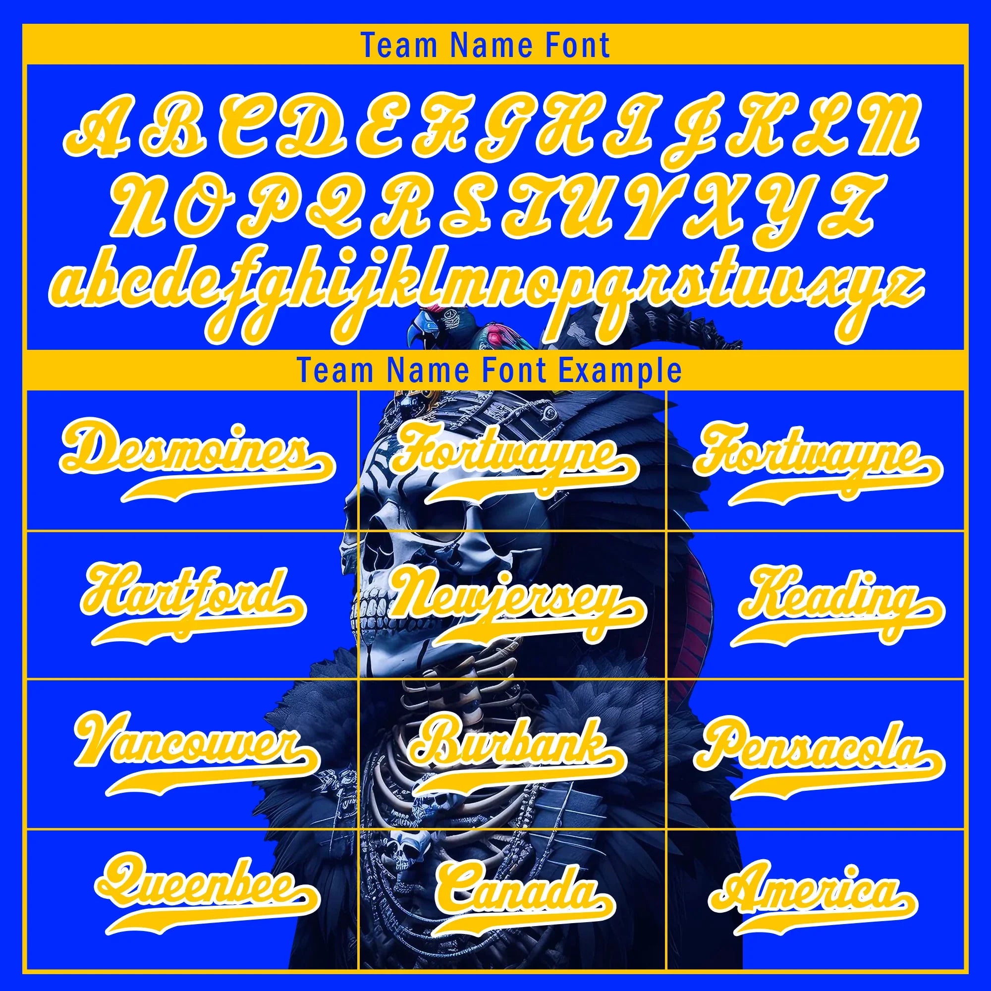 Custom Blue Yellow Skull Fashion Personalized Authentic Baseball Jersey BSBJ01-D017157 - Coolcustomize