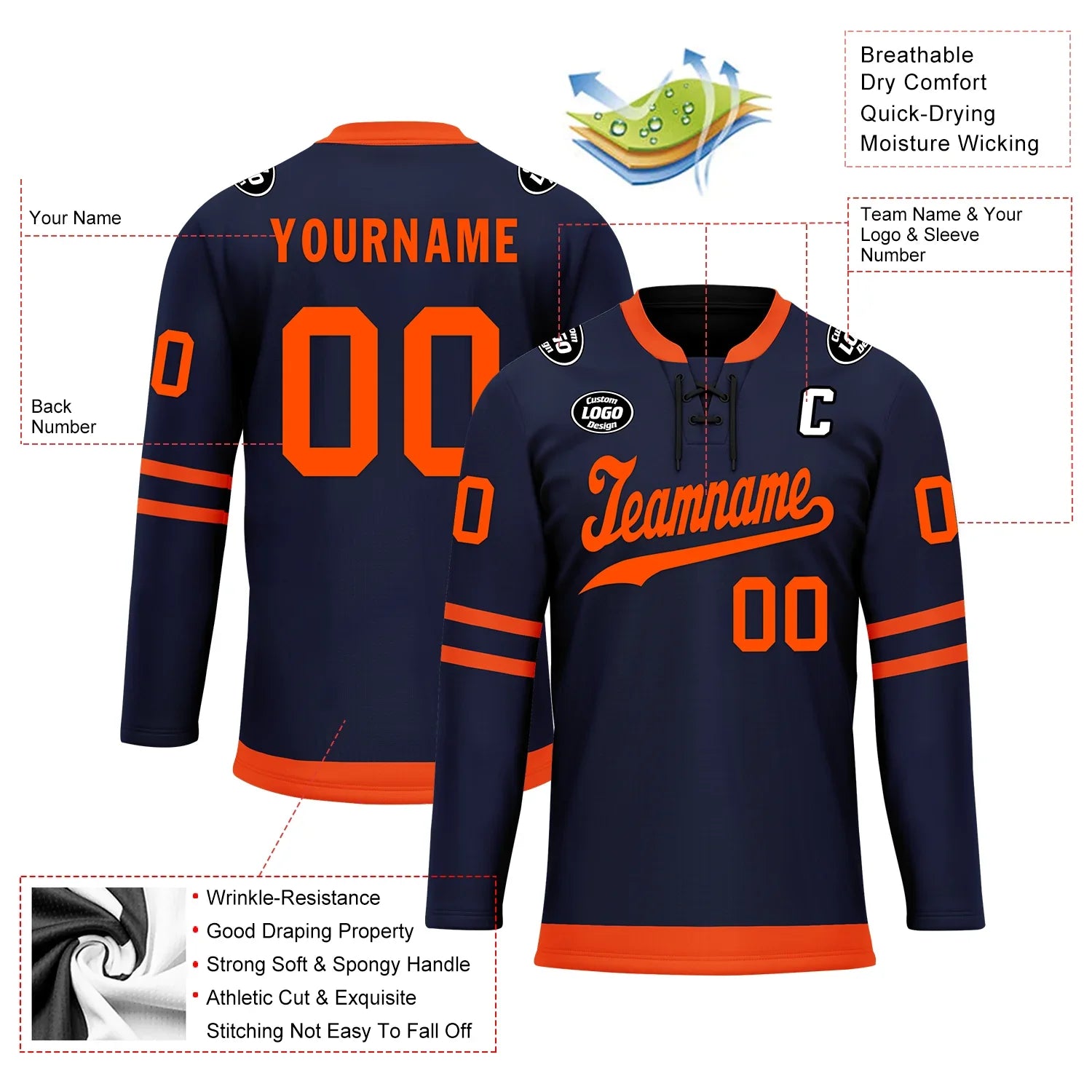 Custom Blue Orange Personalized Hockey Jersey HCKJ01-D0a70c8 - Coolcustomize