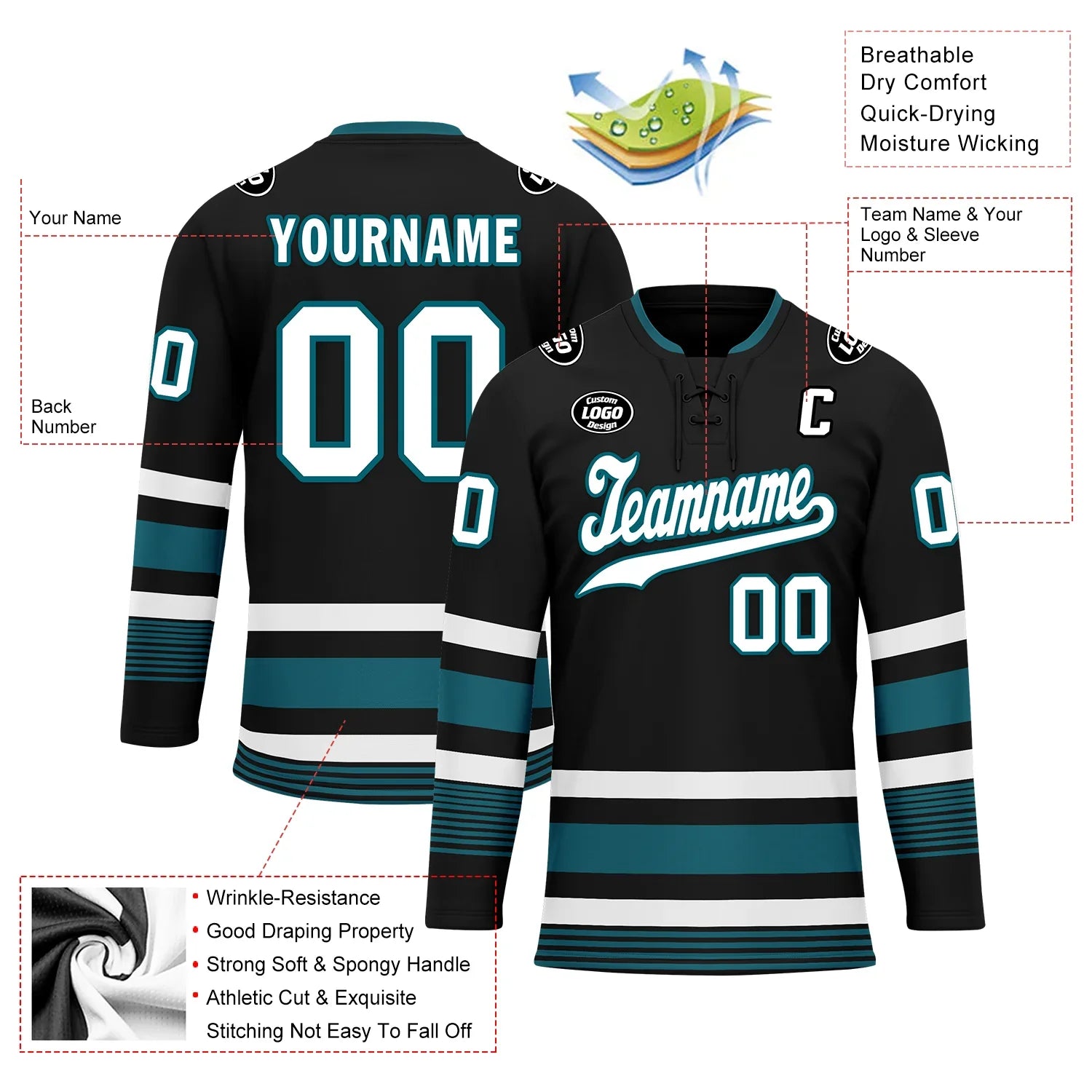 Custom Black Personalized Hockey Jersey HCKJ01-D0a70d0 - Coolcustomize