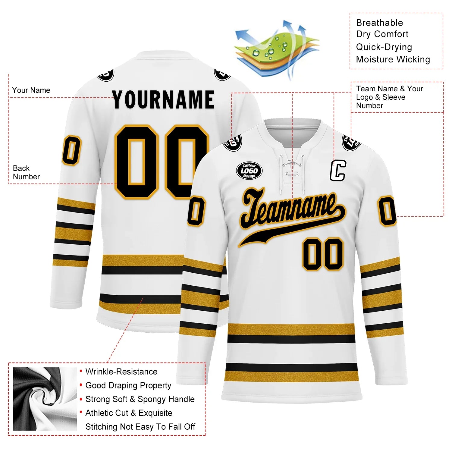 Custom White Yellow Personalized Hockey Jersey HCKJ01-D0a70ef - Coolcustomize