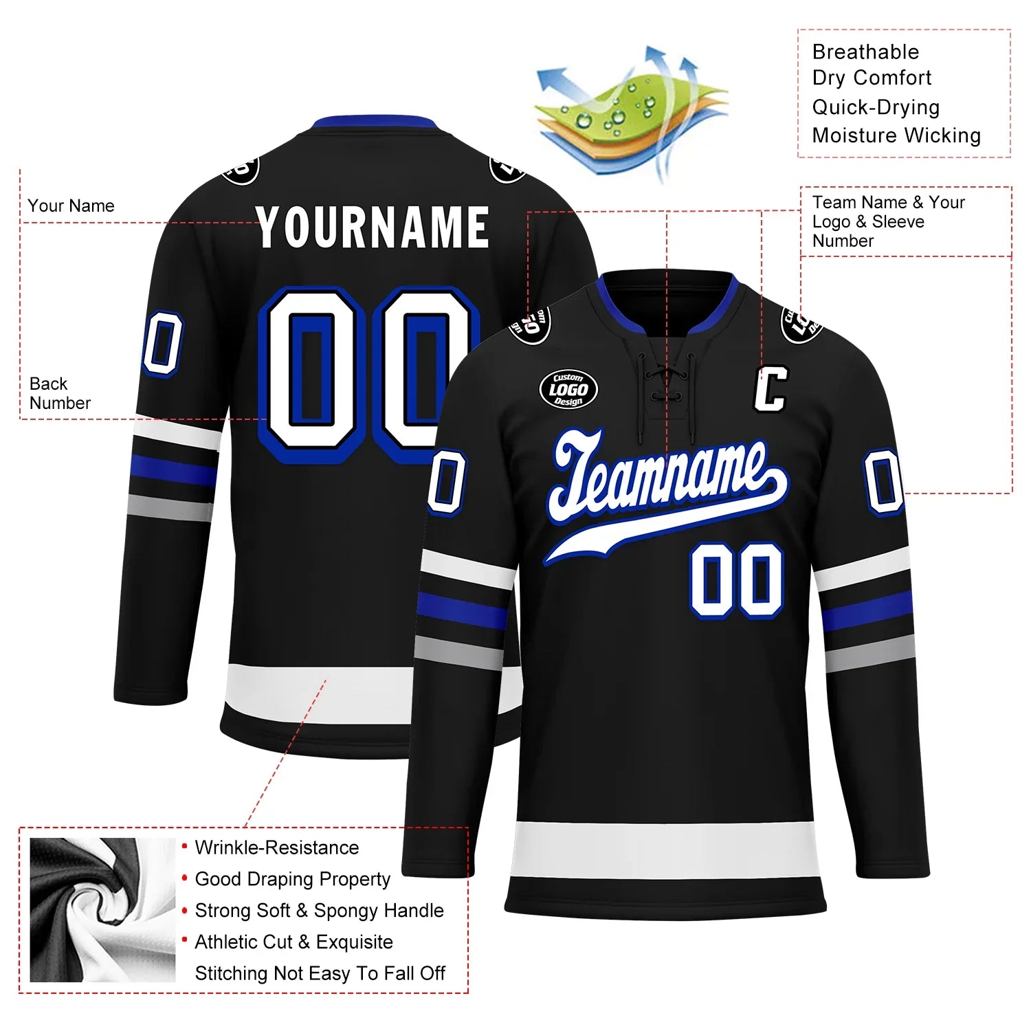 Custom Black Grey Personalized Hockey Jersey HCKJ01-D0a70ba - Coolcustomize