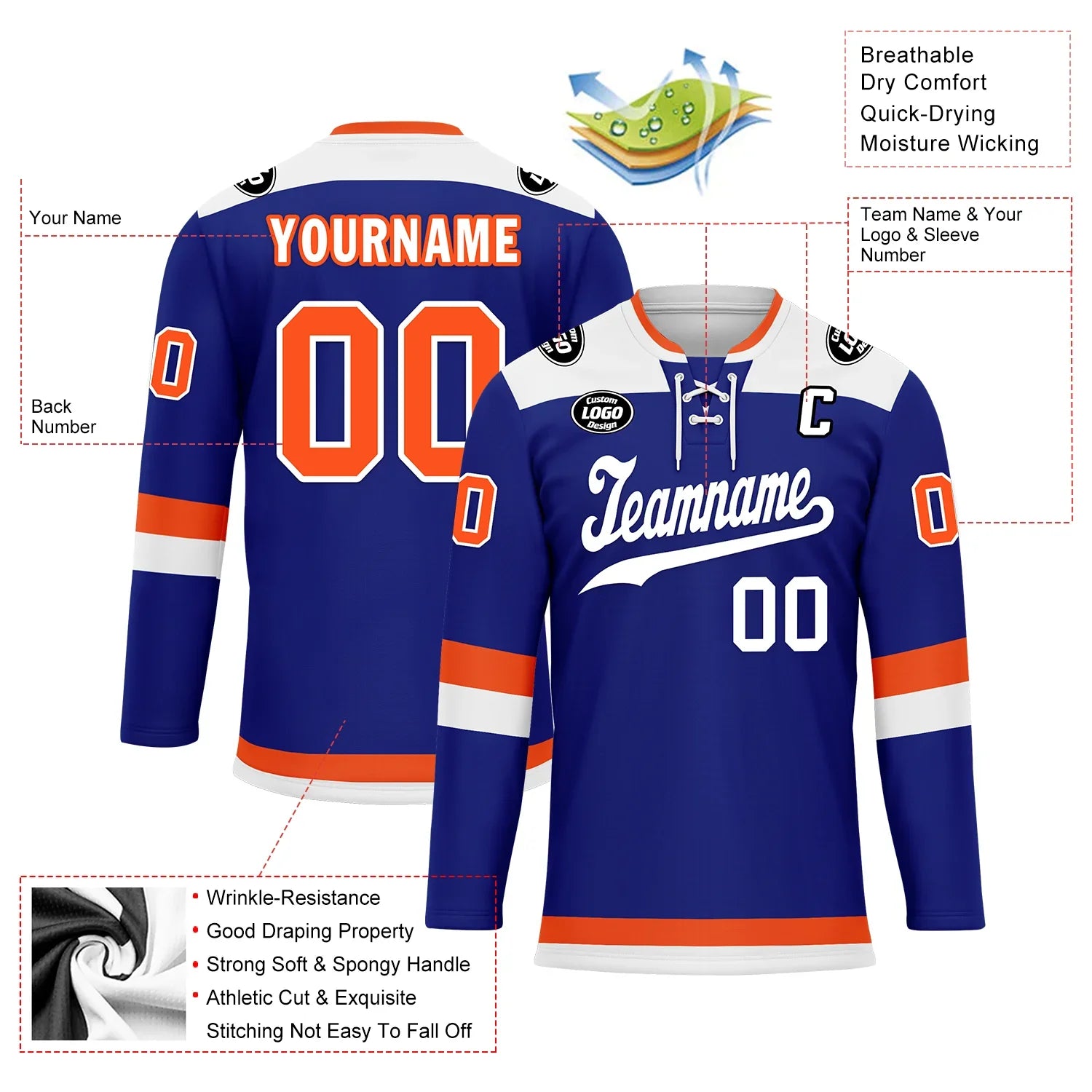 Custom Blue Orange Personalized Hockey Jersey HCKJ01-D0a700f - Coolcustomize