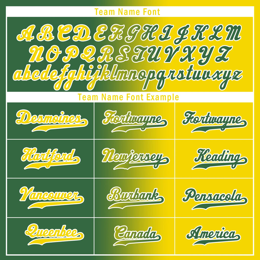 Custom Green Yellow Gradient Fashion Personalized Authentic Baseball Jersey BSBJ01-D0a707d - Coolcustomize