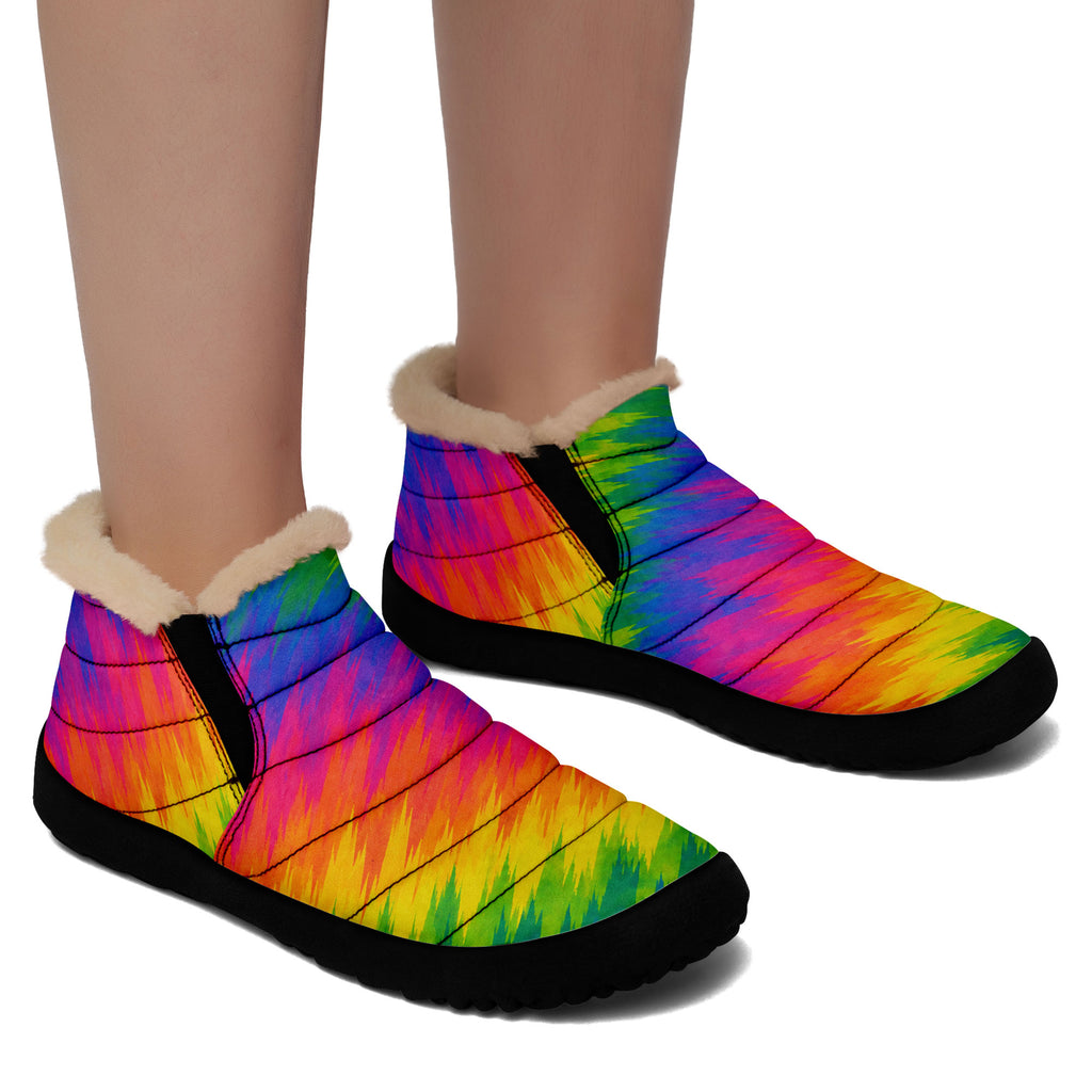 Personalized Colorful Winter Camp Slippers – Cozy Fleece Lined Ankle Snow Boots, Custom Gift for Her