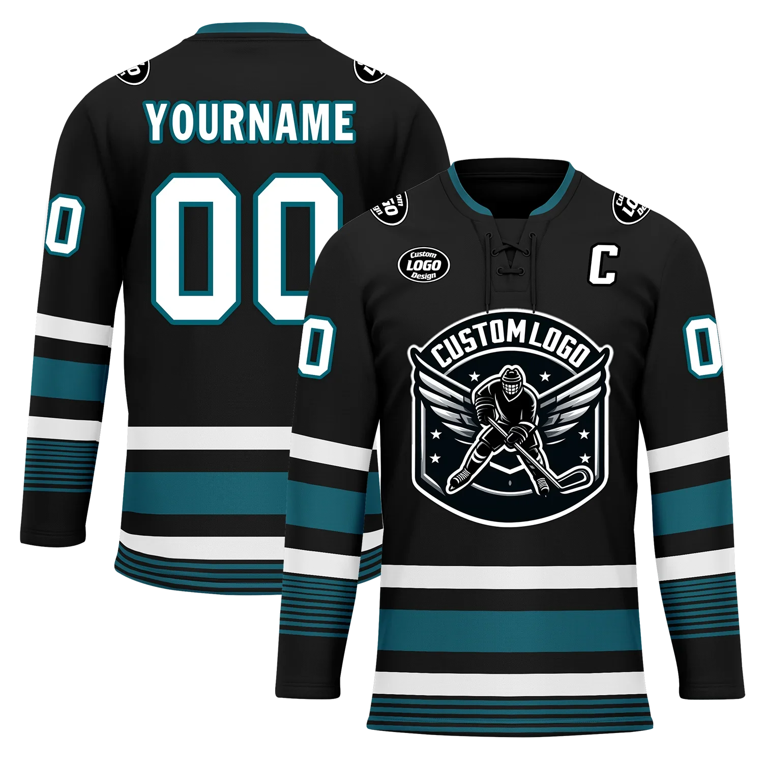 Custom Black Personalized Hockey Jersey HCKJ01-D0a70d0 - Coolcustomize