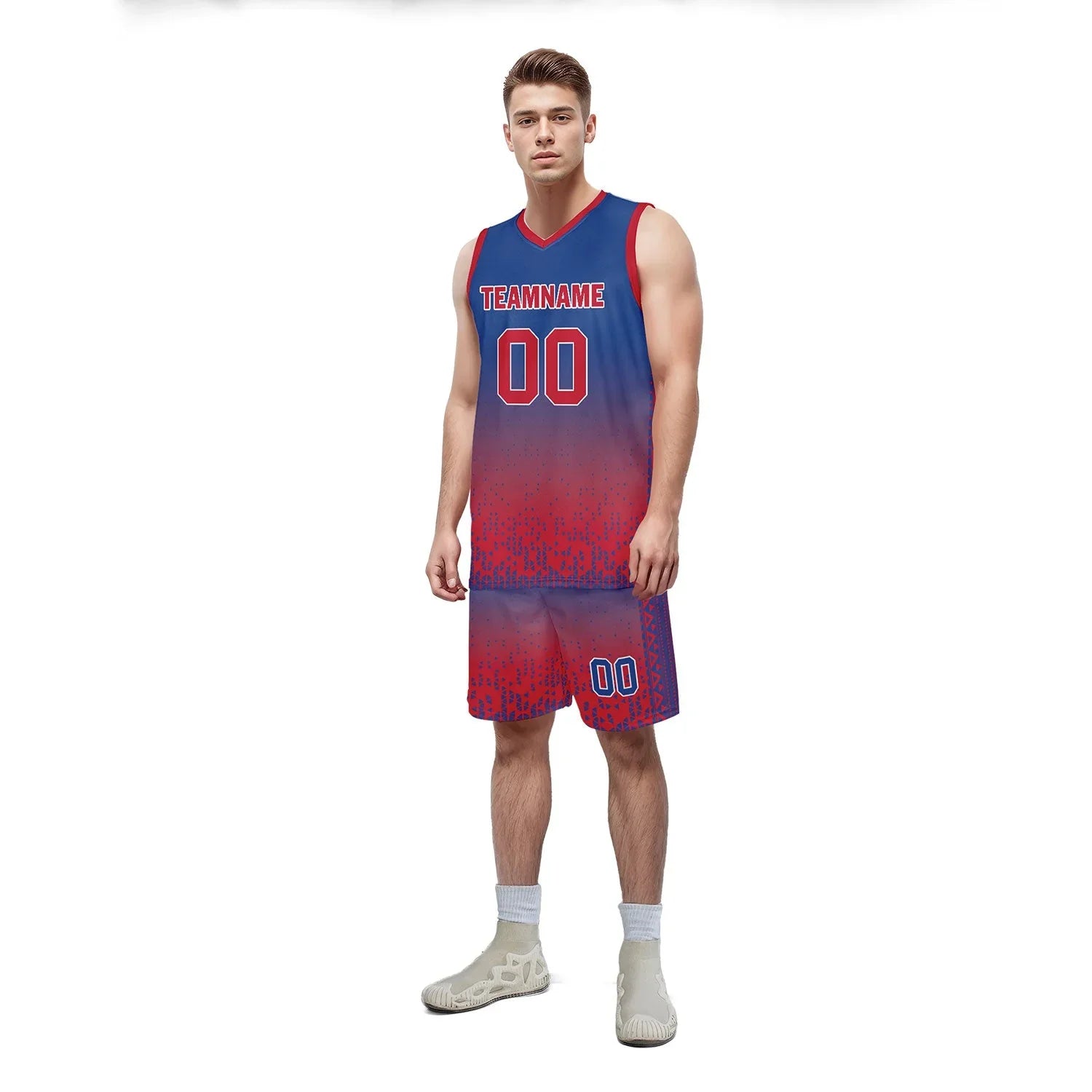 Custom Blue Red Fade Fashion Sports Uniform Basketball Jersey BBJ01-D020102-1 - Coolcustomize