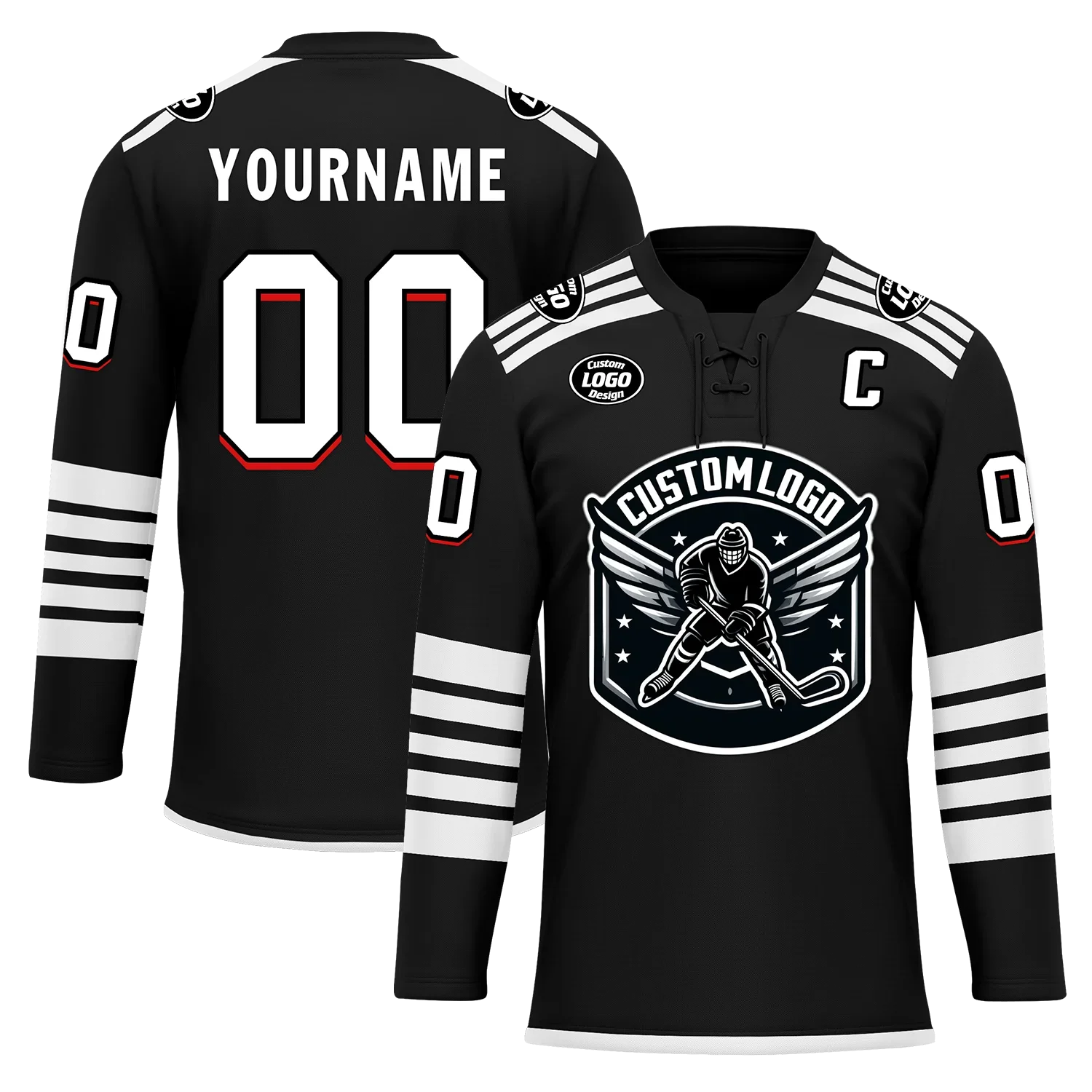Custom Black White Personalized Hockey Jersey HCKJ01-D0a700d - Coolcustomize