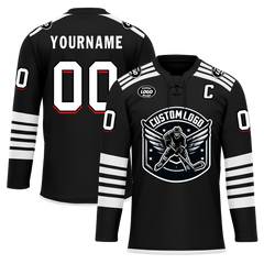 Custom Black White Personalized Hockey Jersey HCKJ01-D0a700d