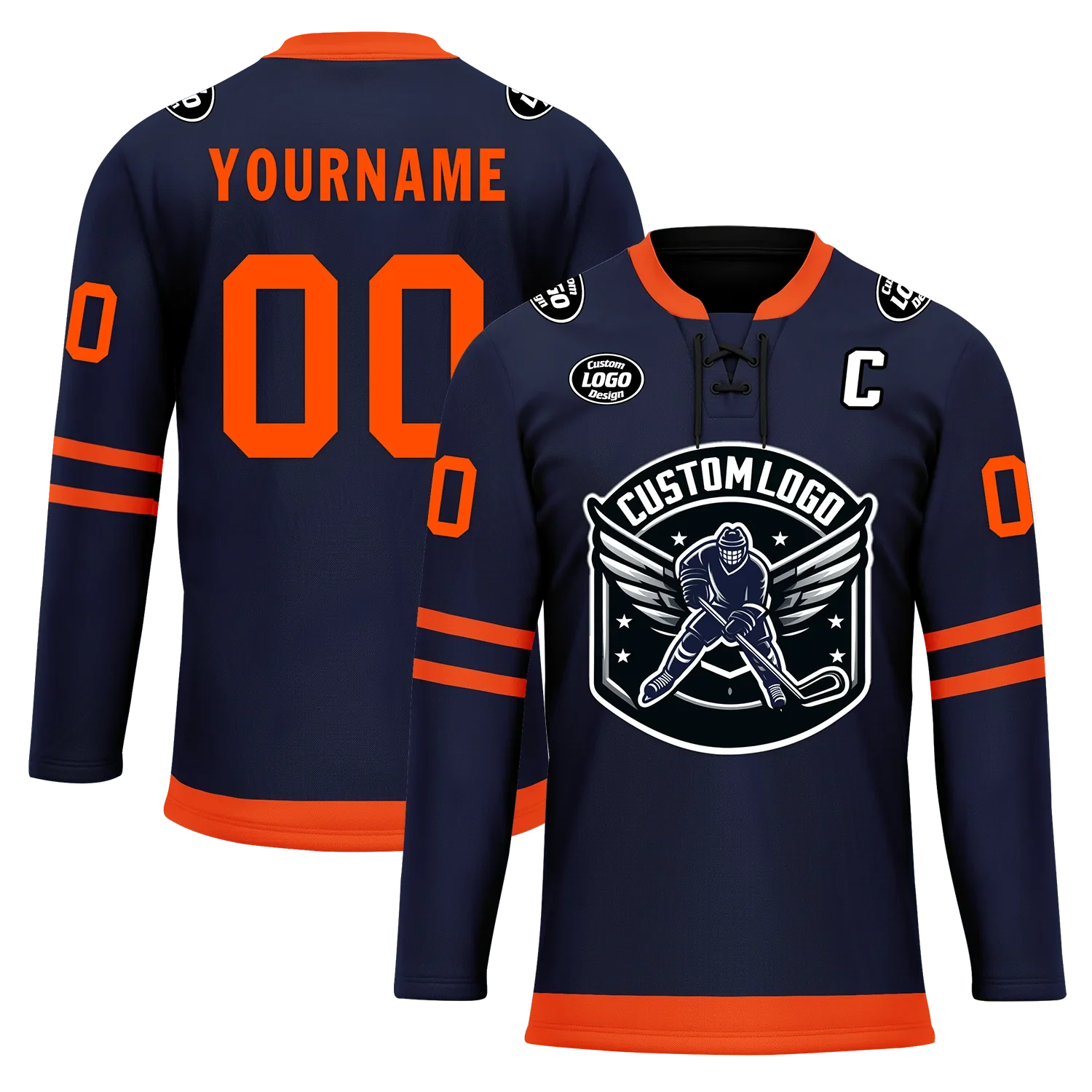 Custom Blue Orange Personalized Hockey Jersey HCKJ01-D0a70c8 - Coolcustomize