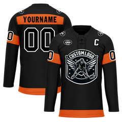 Custom Black Orange Personalized Hockey Jersey HCKJ01-D0a70ec