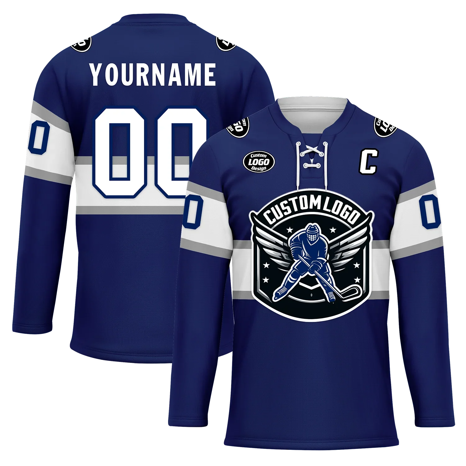 Custom Blue White Personalized Hockey Jersey HCKJ01-D0a70bd - Coolcustomize