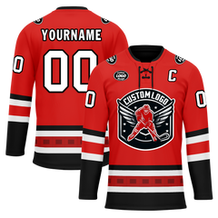 Custom Red Black Personalized Hockey Jersey HCKJ01-D0a700a