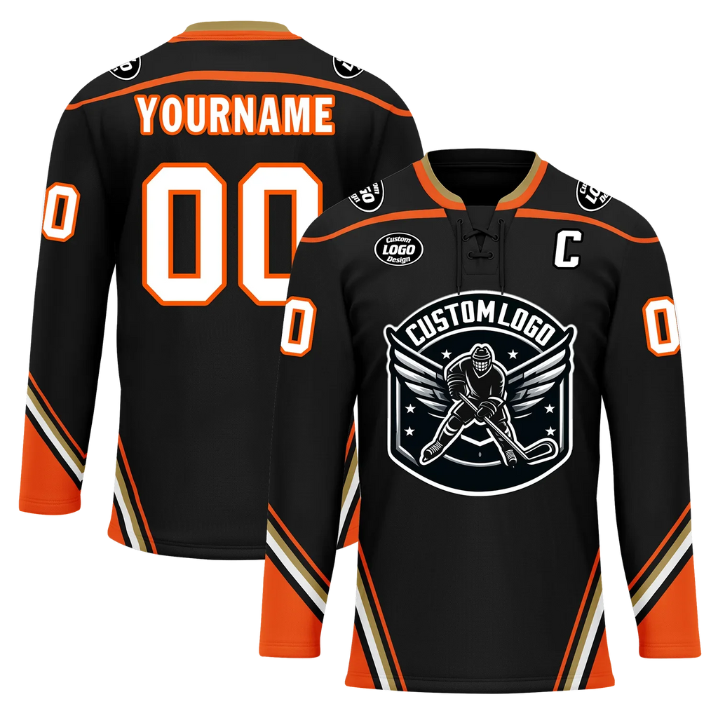 Custom Black Orange Personalized Hockey Jersey HCKJ01-D0a70d8 - Coolcustomize