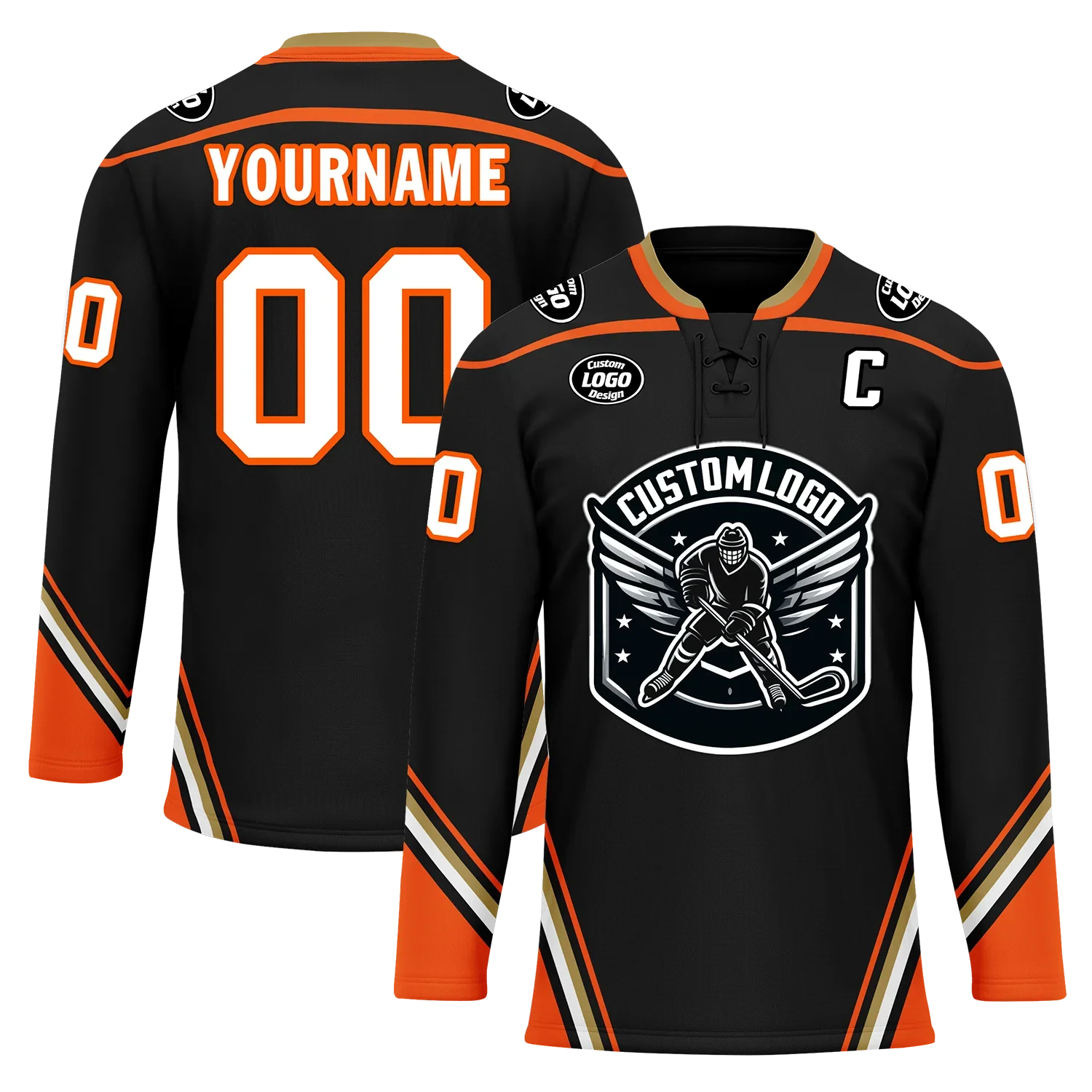Custom Black Orange Personalized Hockey Jersey HCKJ01-D0a70d8 - Coolcustomize