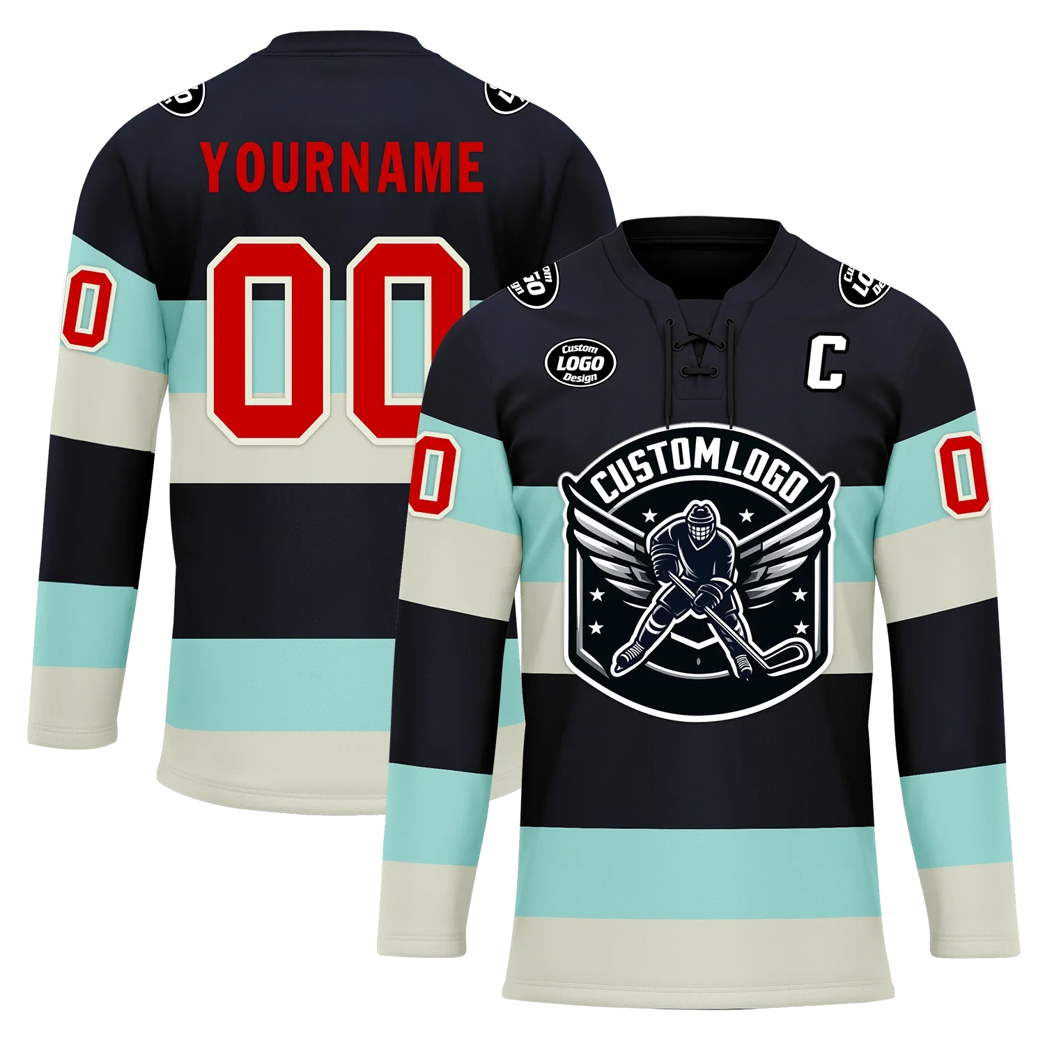 Custom Black White Personalized Hockey Jersey HCKJ01-D0a70db - Coolcustomize