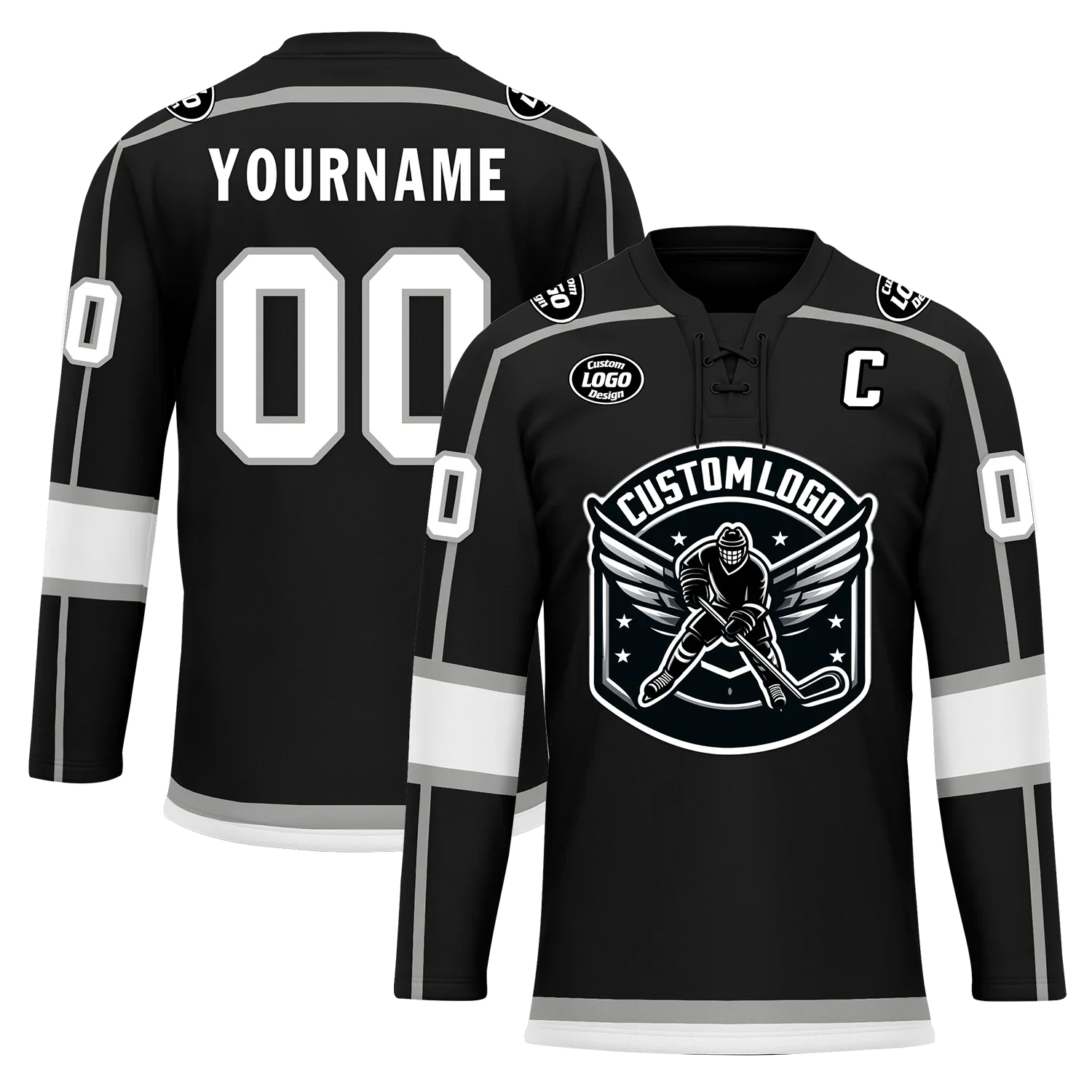 Custom Black White Personalized Hockey Jersey HCKJ01-D0a70e8 - Coolcustomize