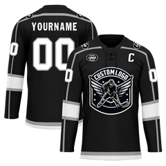 Custom Black White Personalized Hockey Jersey HCKJ01-D0a70e8