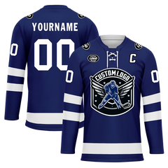 Custom Blue White Personalized Hockey Jersey HCKJ01-D0a70bc