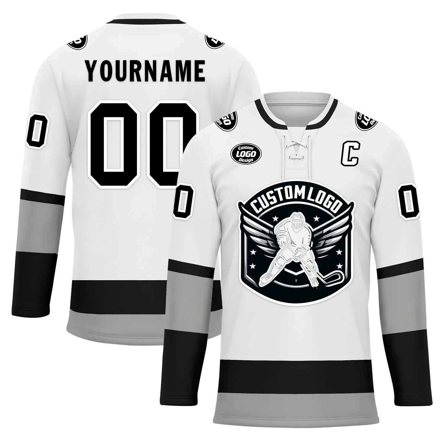 Custom White Grey Personalized Hockey Jersey HCKJ01-D0a70e7 - Coolcustomize